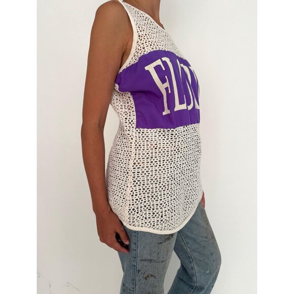 80s vintage white mesh Florida retro graphic unisex cotton tank top made in USA - Picture 7 of 9